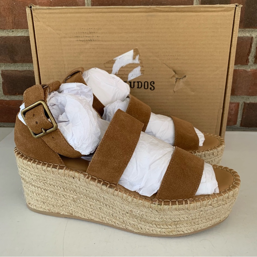 Soludos Palma Walnut Leather Espadrille Ankle Strap Sandals Women’s US 10 M NEW